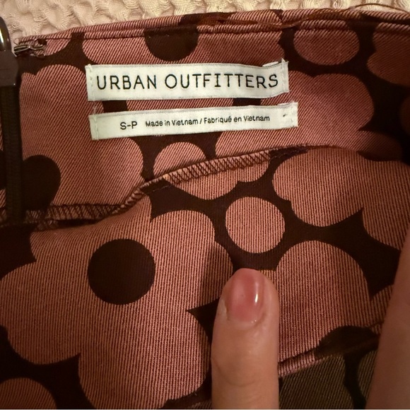 Urban Outfitters Floral Mini Skirt Pink & Brown Retro Mod A-Line Cotton Blend S - Picture 10 of 12